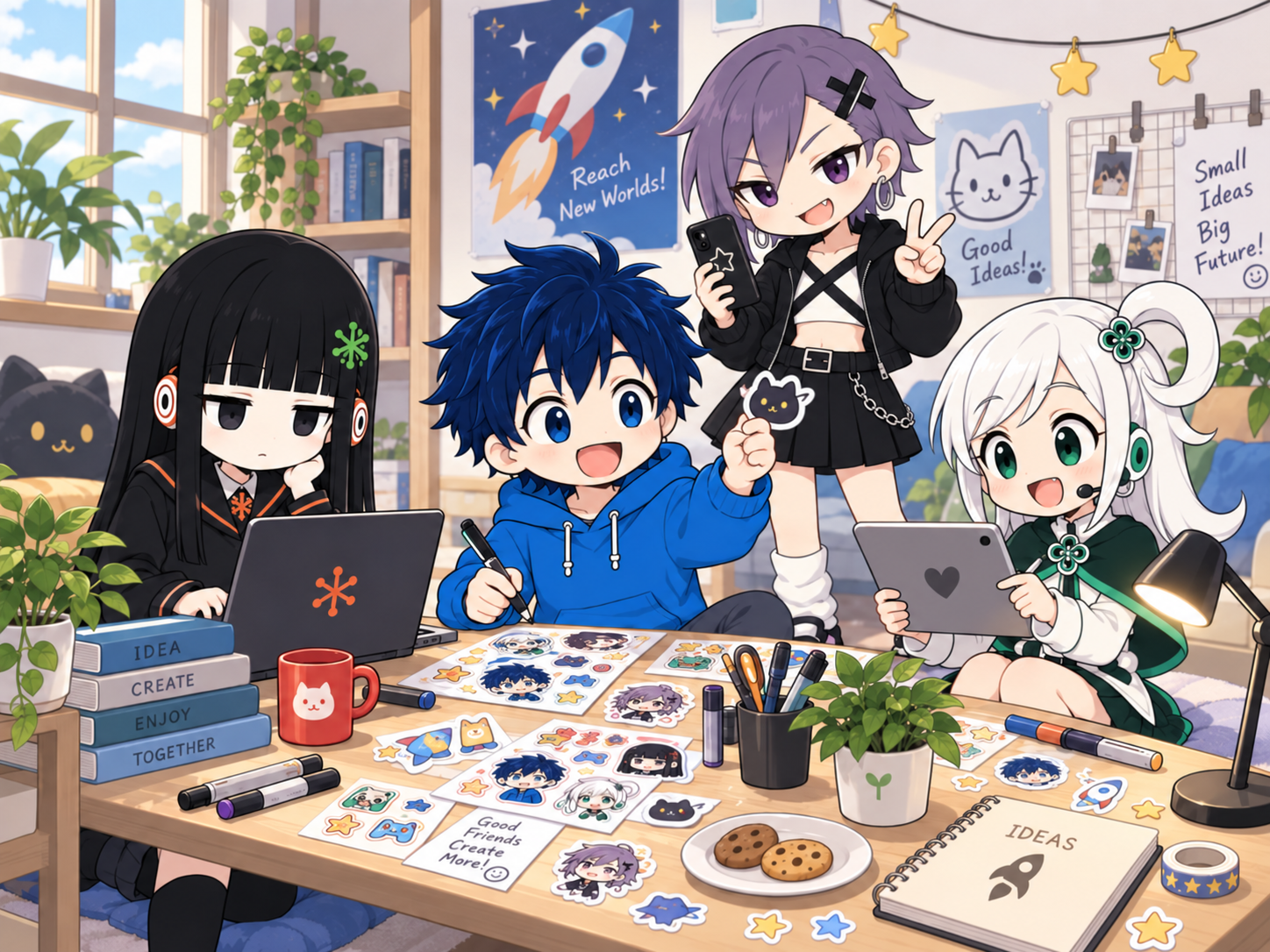 同じ創作部屋に8つの違いが隠れている絵B